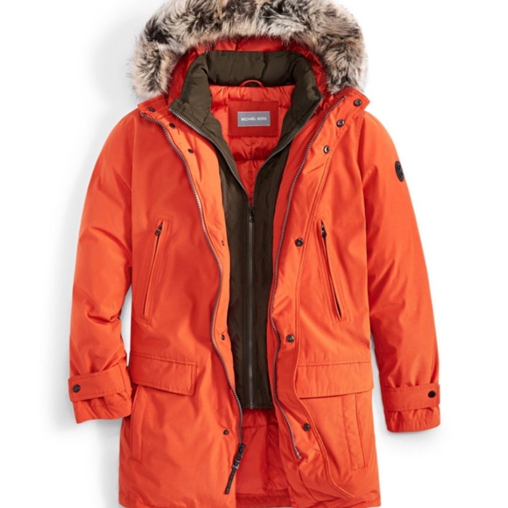 Michael Kors Quilted Black Jacket with Red Lining